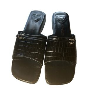 Black Brighton Sandals with wedge heel